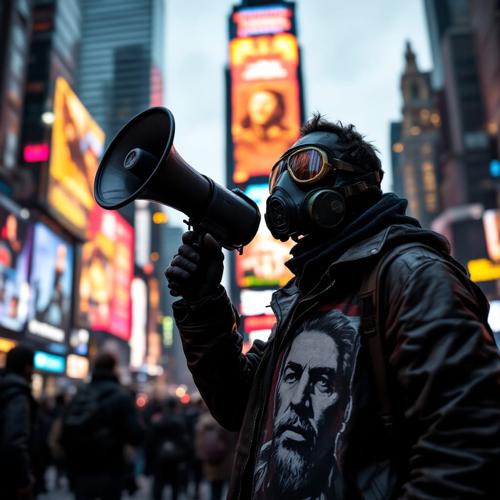 l'image communique clairement le contraste entre le progrès technologique et les idéologies réactionnaires, tout en soulignant les dangers potentiels de cette convergence.