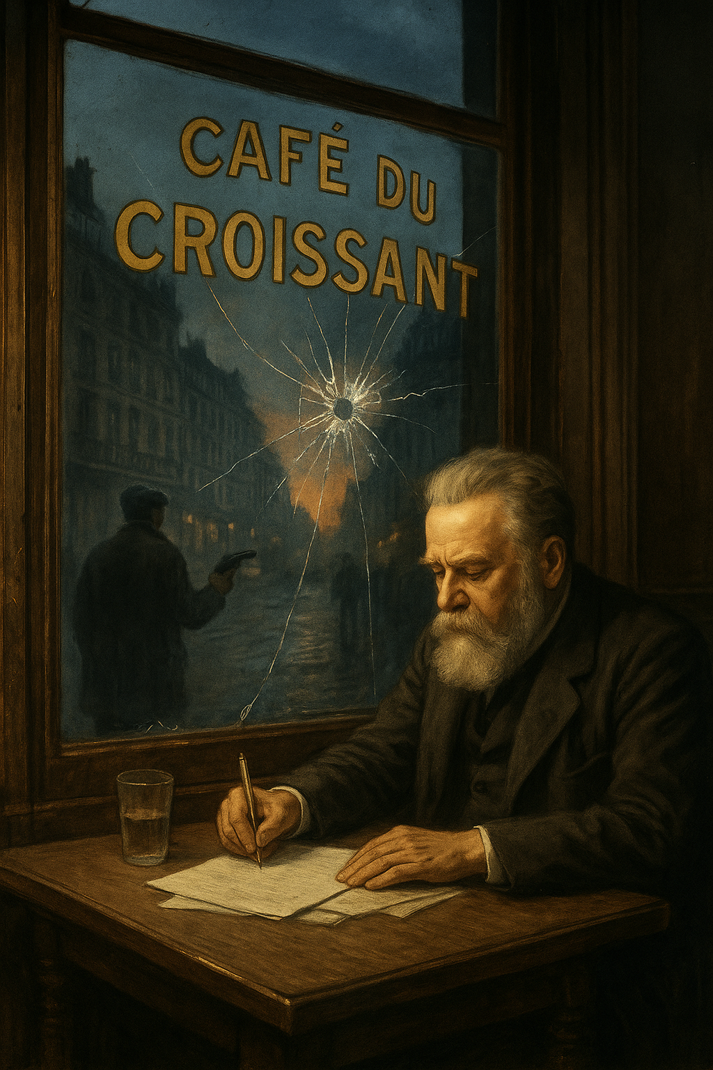 31 juillet 1914. Au Café du Croissant, un homme écrit pour sauver la paix. Deux balles plus tard, c’est le monde entier qui sombre dans la guerre.