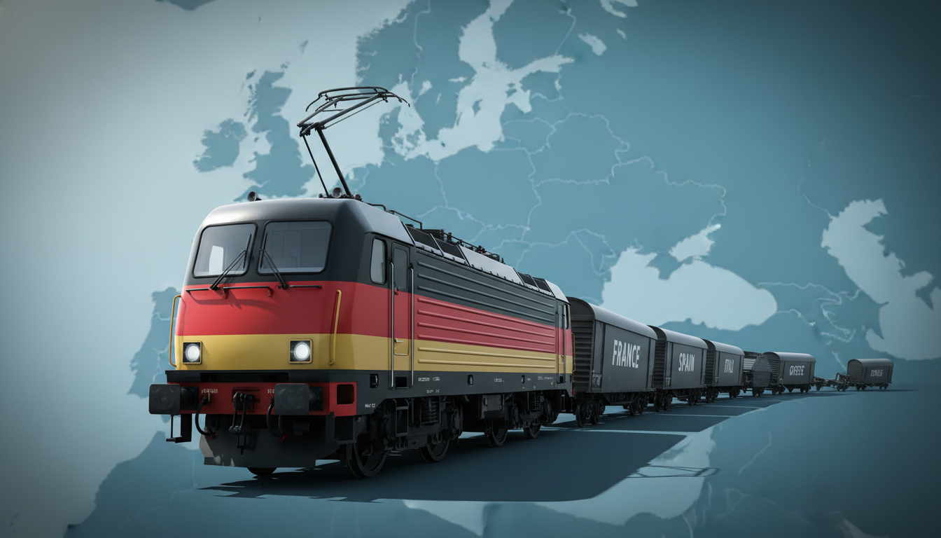 Titre Le “modèle allemand” déraille l’Europe  Sous-titre optionnel Excédents massifs, voisins asphyxiés : et si la locomotive avait oublié son train ?